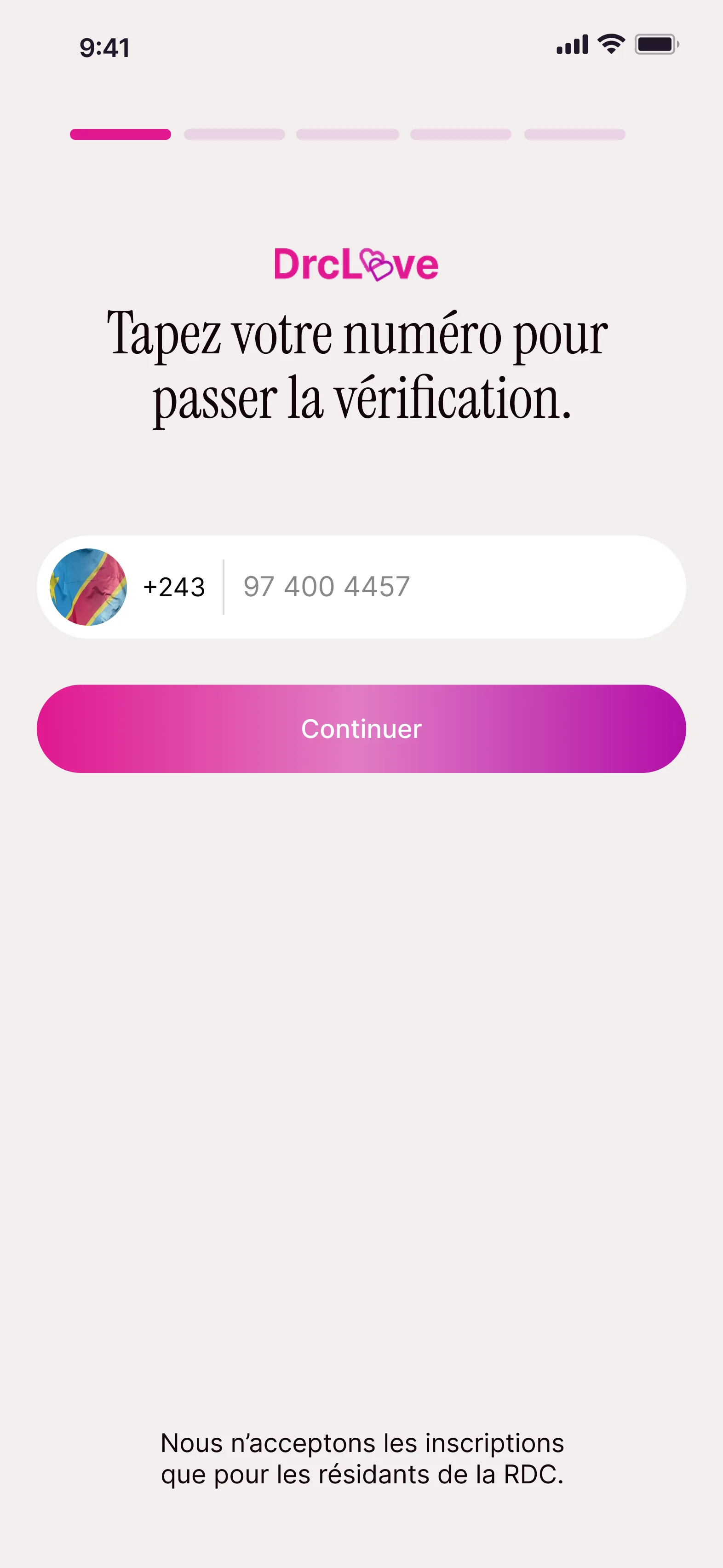 Screenshot of DRC Love